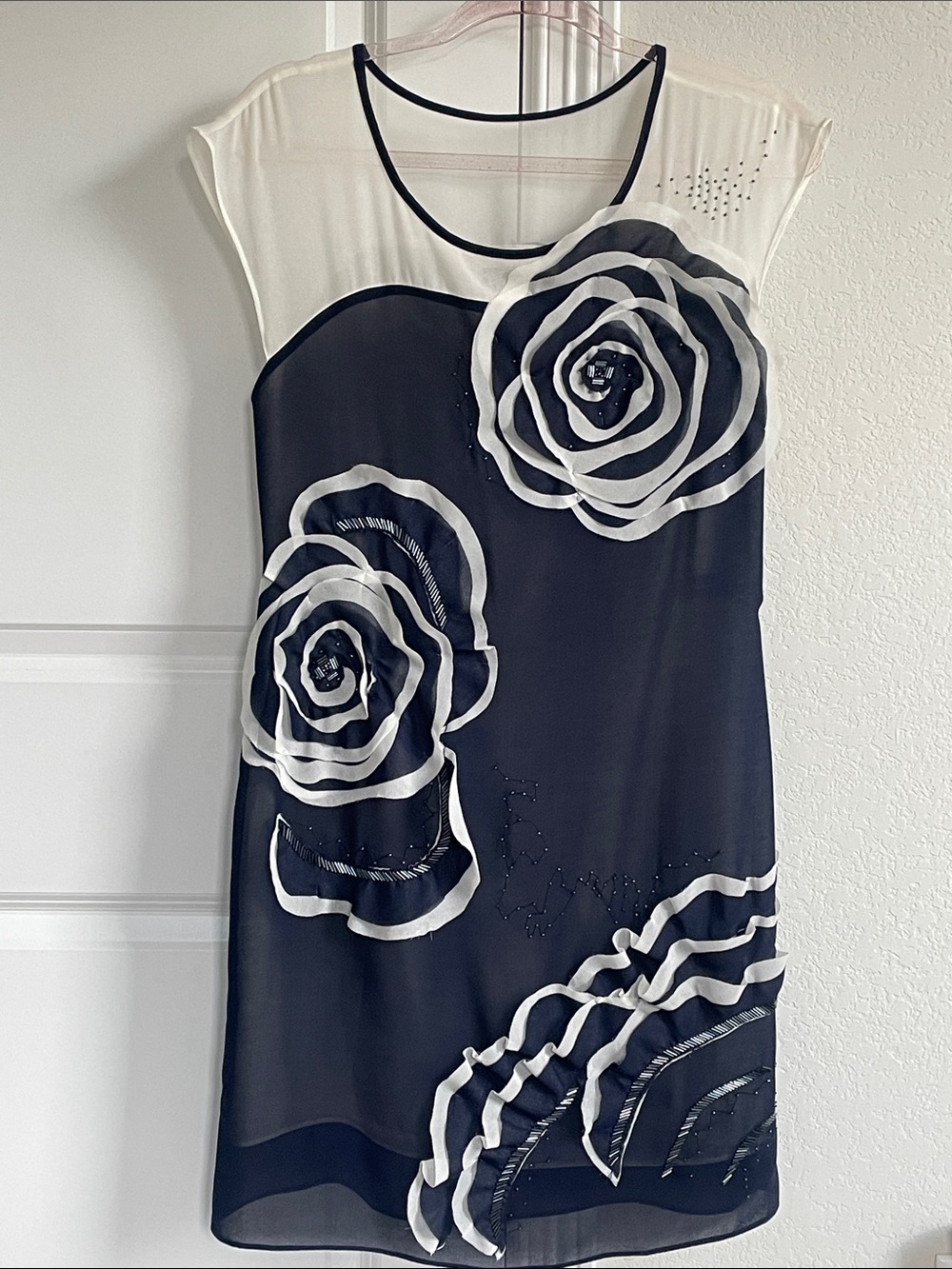 CC Couture Navy & White Floral Shift Dress